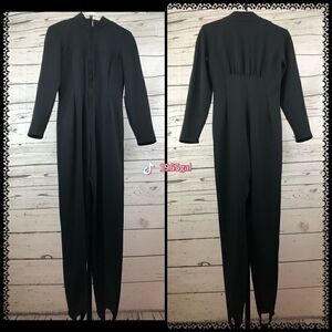 Jessie Black Jumpsuit 8 Tall Zipper Poly Nylon